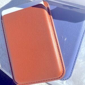 Leather Card Holder in Tan and Lavender